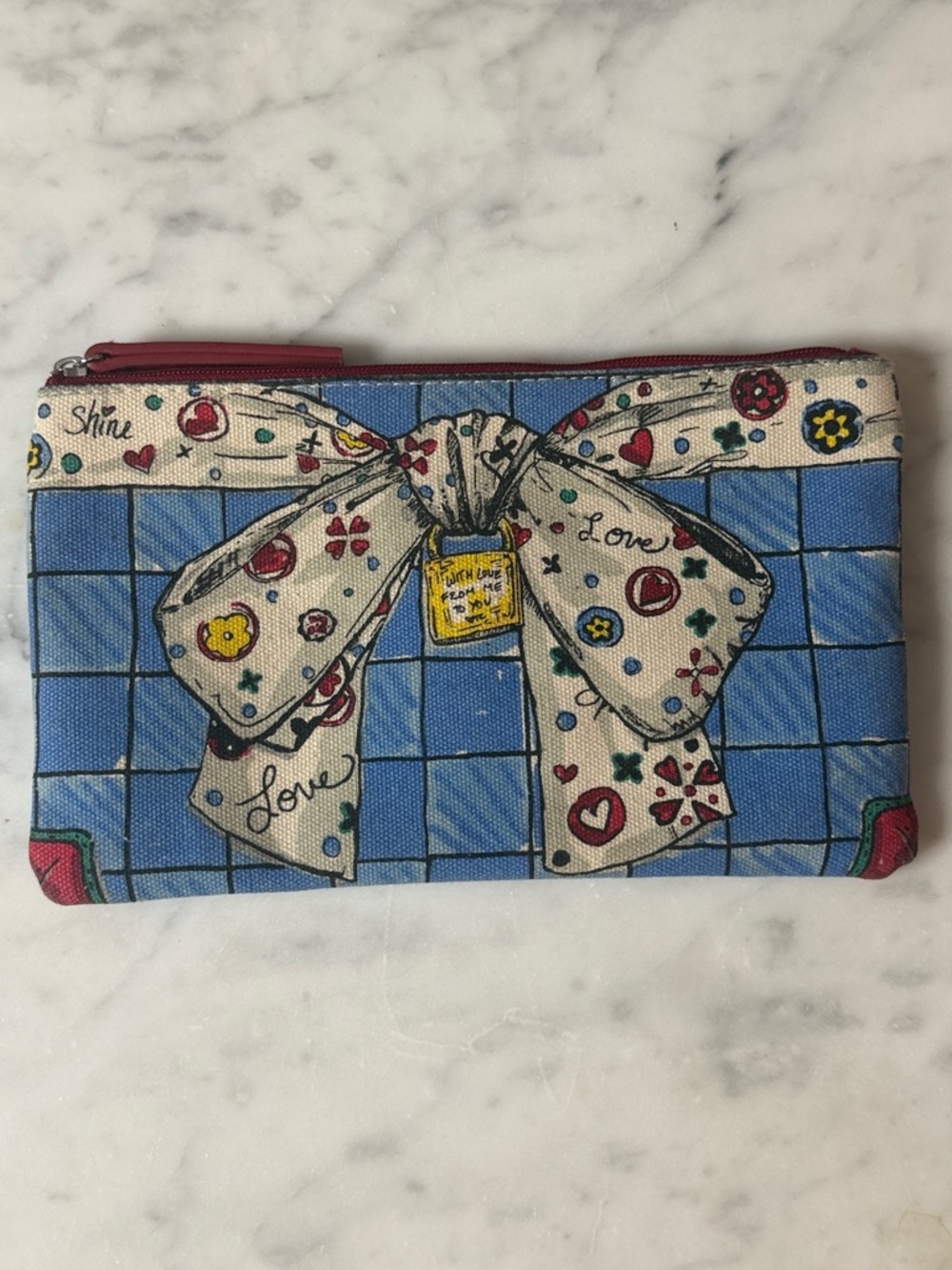 BRIGHTON Bow WITH LOVE FROM ME TO YOU Canvas Zipper Cosmetic Makeup Pouch